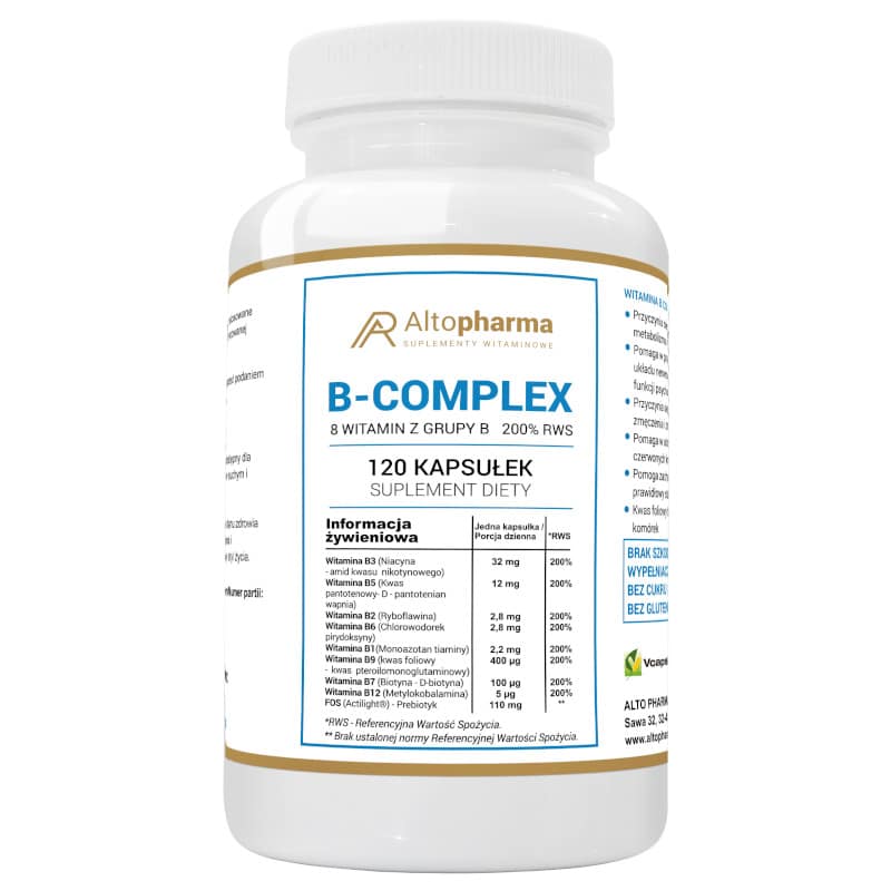 Witamina B-Complex 8 witamin z grupy B 200% RWS Alto Pharma - 120 kapsułek