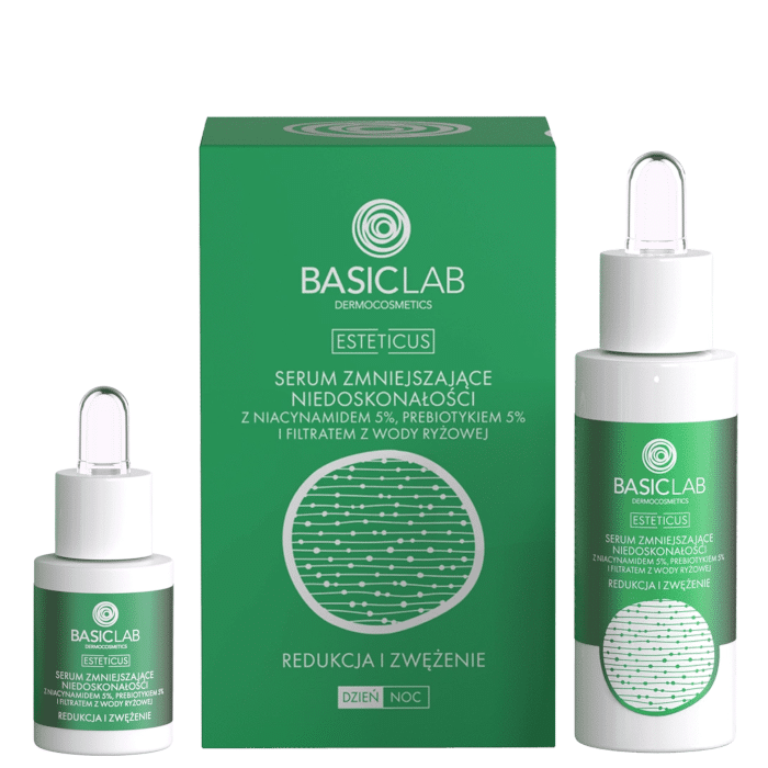 Serum zmniejszające niedoskonałości BASICLAB - Redukcja i Zwężenie - 15 ml, 30 ml (Pojemnosc: 30-ml)