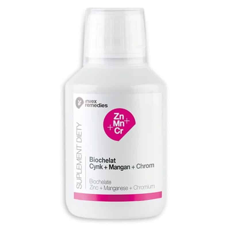 Biochelat Zn-Mn-Cr Uzupełnia niedobory cynku, manganu i chromu Invex Remedies - 150 ml