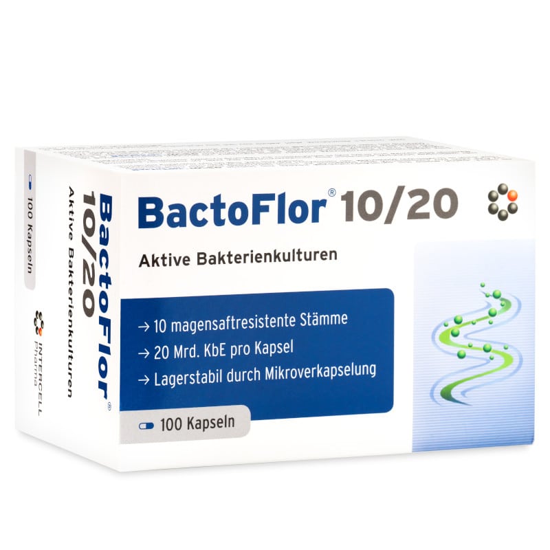 BactoFLOR 10/20 Mitopharma - Kompleks 10 kultur bakterii dla zdrowia jelit - 100 kapsułek