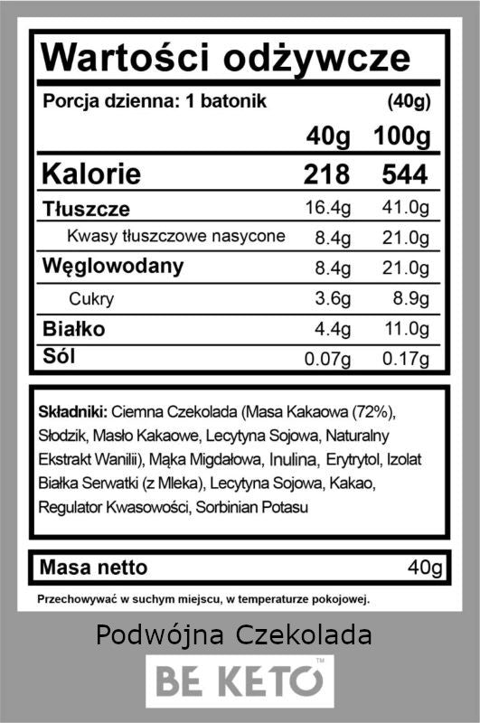 Keto Baton BeKeto - Idealny na szybką energiczną przekąskę - Różne smaki 40 g (Smak: kokos-biala-czekolada)