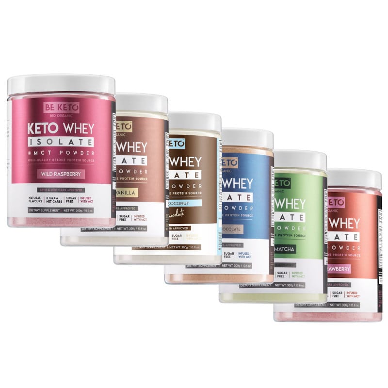 Keto Izolat Białka z olejem MCT BeKeto 300 g - Różne smaki (Smak: kokos-biala-czekolada)