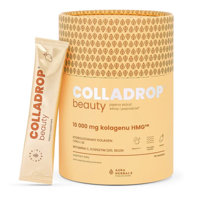 Colladrop Beauty kolagen HMG™ 10000 mg Aura Herbals - 30 saszetek różne smaki (Smak: ananas)