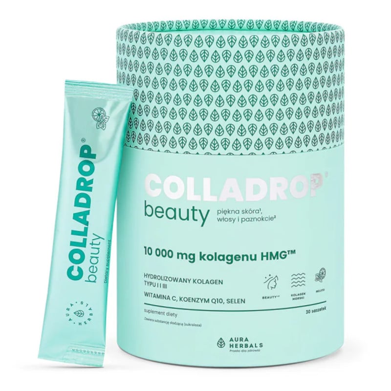 Colladrop Beauty kolagen HMG™ 10000 mg Aura Herbals - 30 saszetek różne smaki (Smak: ananas)