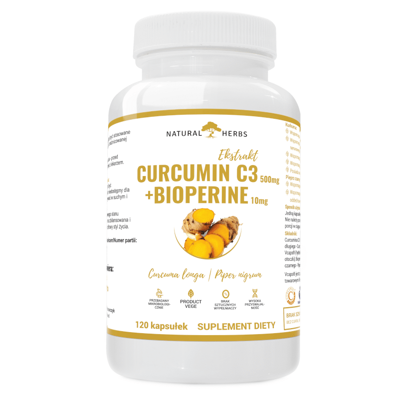 Curcumin C3 Bioperine Alto Pharma - Wspomaga zdrowie stawów oraz funkcjonowanie układu nerwowego (Opakowanie: 120-kapsulek)