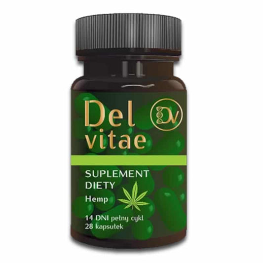 Del Vitae Hemp - Kwas humusowy z wyciągiem z konopi (CBD) - 28 kapsułek
