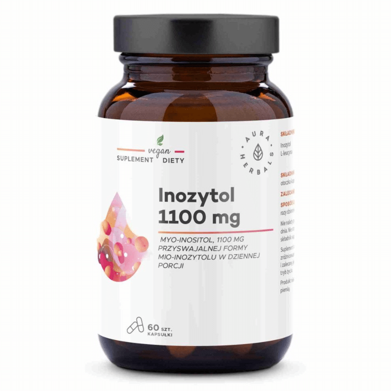 Inozytol 1100 mg, Myo-Inositol Aura Herbals - Wsparcie zdrowia psychicznego - 60 kapsułek
