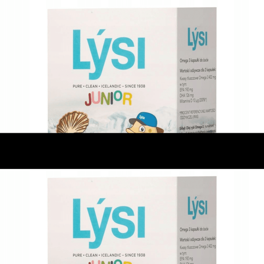 Junior Omega 3 Perełki tran Islandzki Lysi - Kapsułki dla dzieci do żucia o smaku gumy balonowej - 60 kapsułek