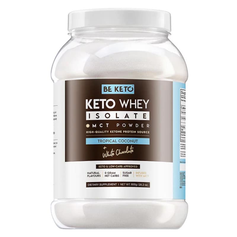 Keto Izolat Białka z olejem MCT BeKeto 800 g - 3 pyszne smaki (Smak: naturalna-czekolada)