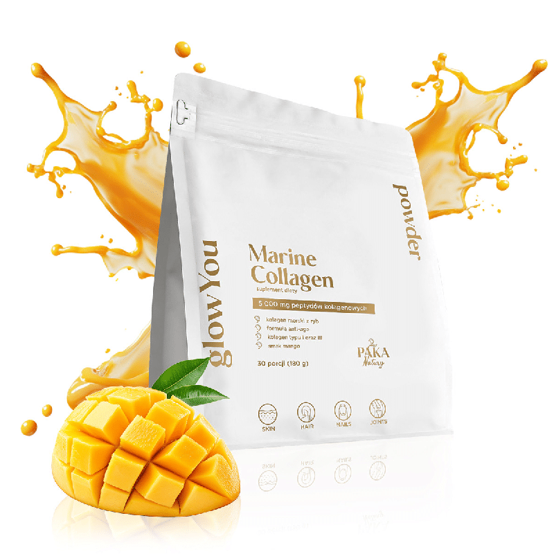 Kolagen morski glowYou Paka Natury - 5 000 mg - Mango, Arbuz i Cytryna - 30 porcji do picia (Smak: arbuz)