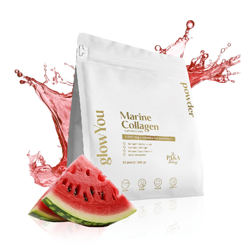 Kolagen morski glowYou Paka Natury - 5 000 mg - Mango, Arbuz i Cytryna - 30 porcji do picia (Smak: cytryna)