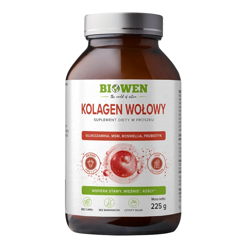Kolagen wołowy Biowen - Kolagen typu I, II, III - 225 g proszek