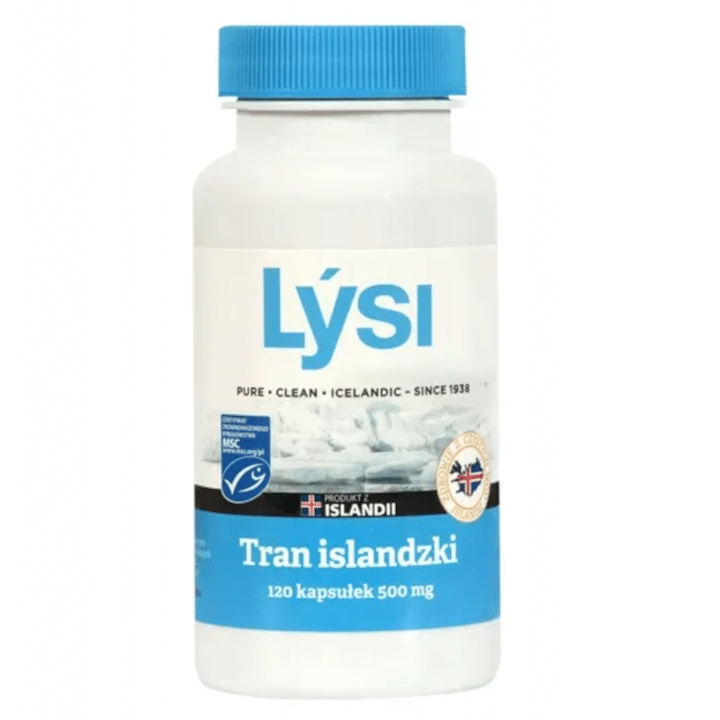Lýsi Tran islandzki 500 mg - Naturalne Omega-3 z Wątroby Dorsza - 120 kapsułek