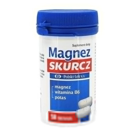 Magnez SKURCZ + witamina B6 Polski Lek - Wspomaga układ nerwowy - 50 tabletek