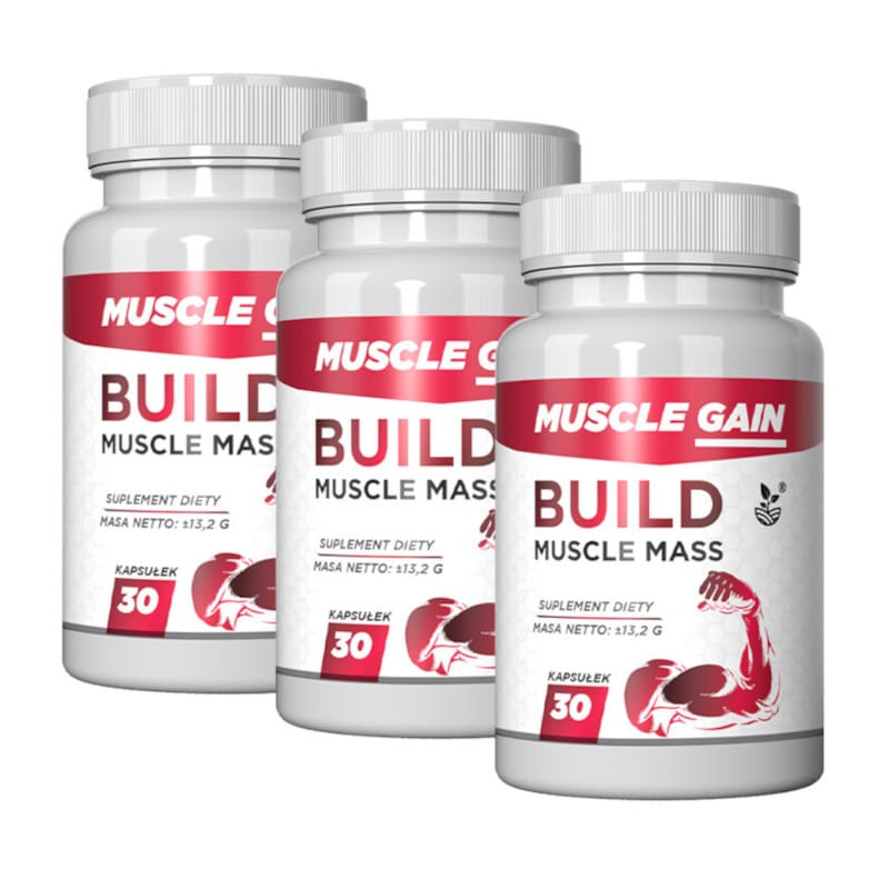 Muscle Gain Build - Suplement diety na masę mięśniową (Ilosc-opakowan: 3-opakowania)
