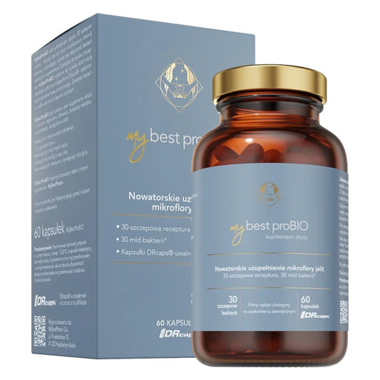 MyBestProBIO 30-szczepowa receptura Wspiera zdrowie mikroflory jelitowej MyBestPharm - 60 kapsułek