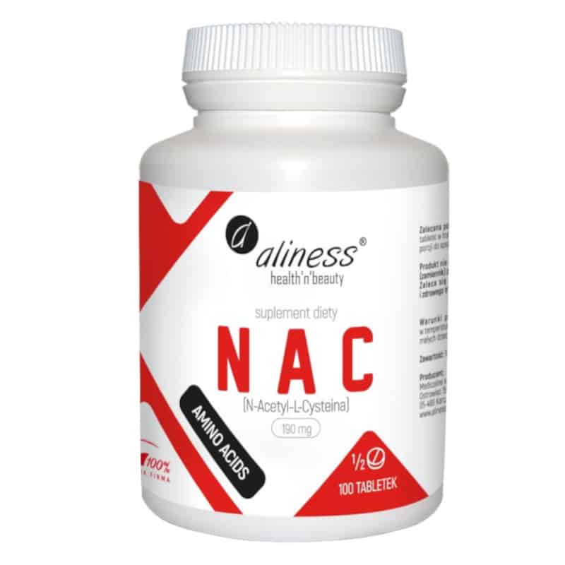 NAC N-Acetyl-L-Cysteine 190 mg Aliness - Wsparcie zdrowych płuc - 100 tabletek