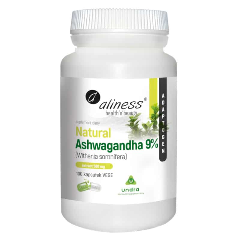 Natural Ashwagandha 570 mg 9% Aliness - Naturalny adaptogen - 100 kapsułek