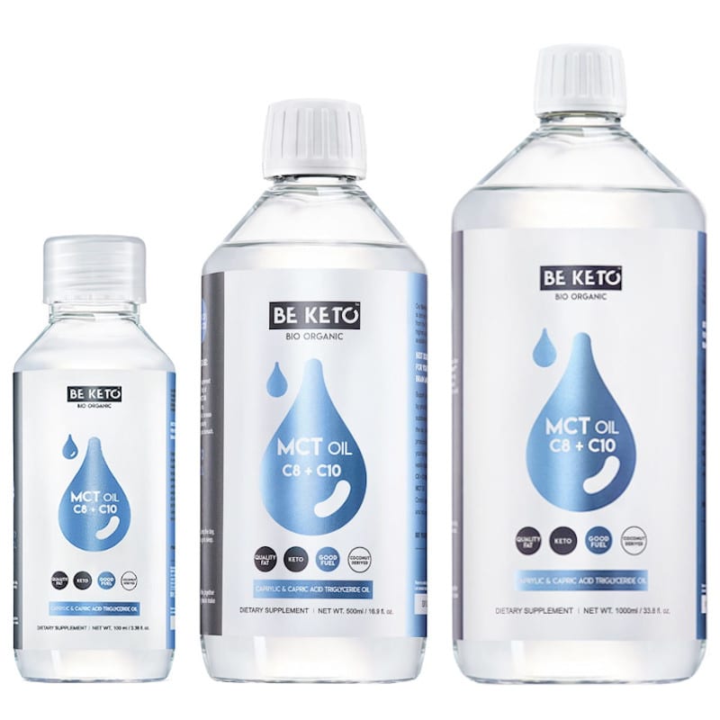 Olej MCT 100% C8 + C10 BeKeto - Dla osób na diecie ketogenicznej - 100, 500 lub 1000 ml (Pojemnosc: 500-ml)