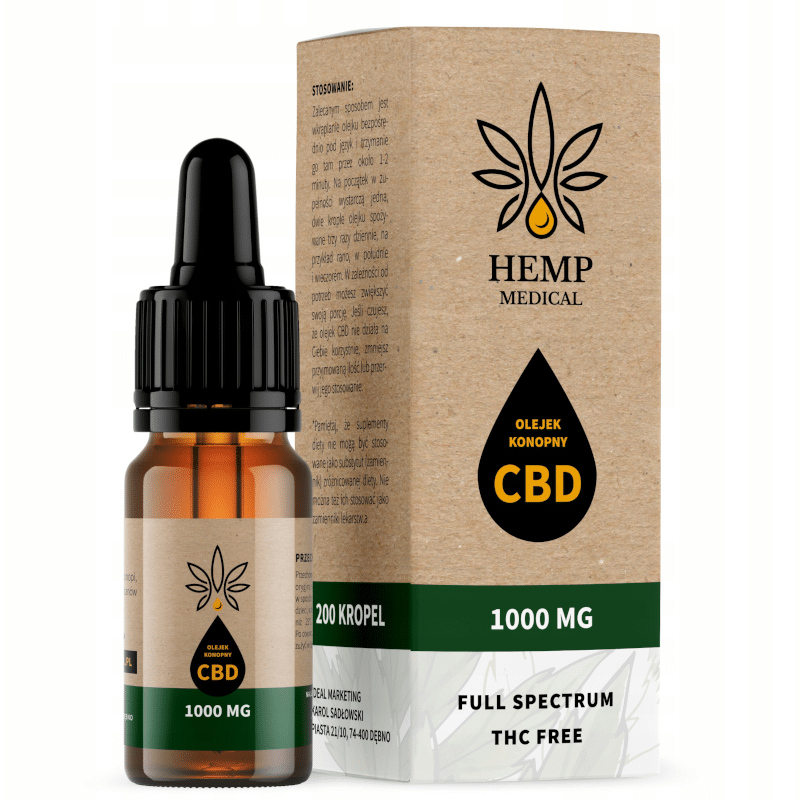 Olejek konopny 10% Hemp Medical - Ekstrakt z konopi włóknistych - 10 ml