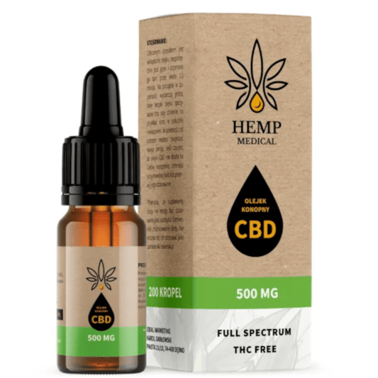 Olejek konopny 5% Hemp Medical - Ekstrakt z konopi włóknistych 100% naturalne - 10 ml