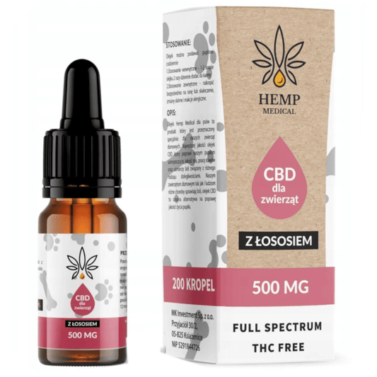 Olejek konopny dla zwierząt z łososiem Hemp Medical - Olejek CBD 5% - 10 ml