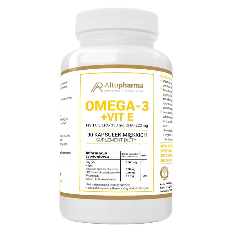 Omega-3 + witamina E 1000 mg (EPA 330 mg, DHA 220 mg) Alto Pharma - 90 kapsułek