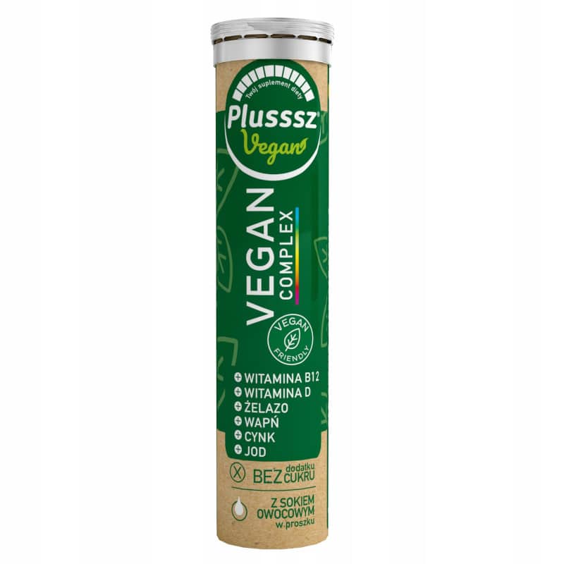 Plusssz VEGAN Complex Polski Lek - 20 tabletek musujących o smaku mango-marakuja