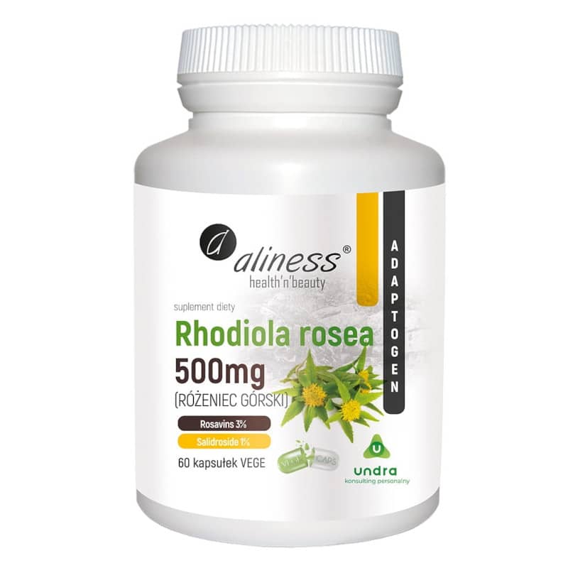 Rhodiola rosea - Różeniec górski wspomaga pracę serca 500 mg Aliness - 60 kapsułek