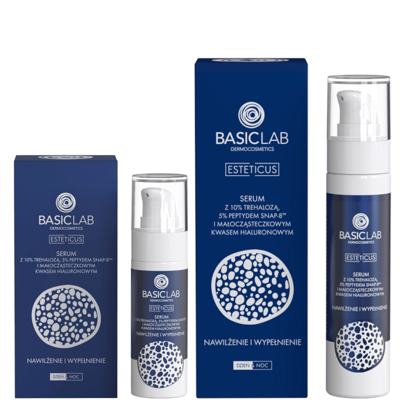 Serum z trehalozą 10% i 5% peptydem BASICLAB - Nawilżenie i Wypełnienie - 30 ml, 50 ml (Pojemnosc: 50-ml)
