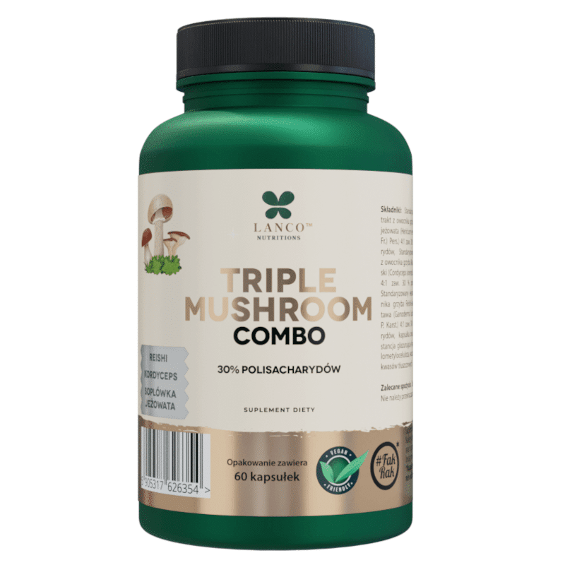 TRIPLE MUSHROOM Combo Lanco - Moc trzech grzybów Lions Mane, Reishi oraz Kordyceps - 60 kapsułek