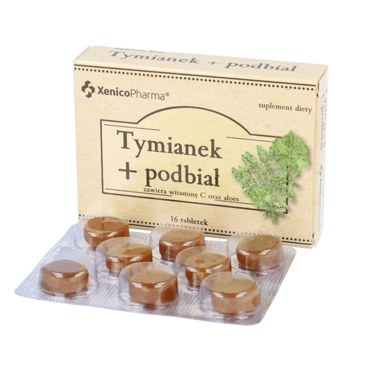 Tymianek Podbiał Xenico Pharma - Zdrowe gardło - 16 tabletek do ssania