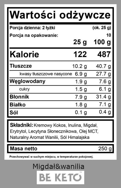 Keto Krem z Olejem MCT BeKeto - Różne Smaki 250 g (Smak: maslo-orzechowe)