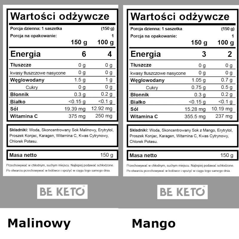 Galaretka Dietetyczna Konjac BeKeto - W czterech różnych smakach - 150 g (Smak: swieza-truskawka)