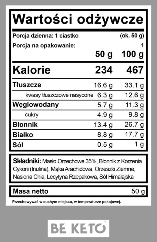 Keto Ciastko BeKeto - Przekąska proteinowa z niską zawartością węglowodanów - Różne smaki 50 g (Smak: kokos-migdal)