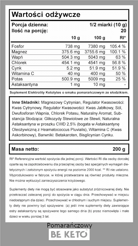 Elektrolity Ketolytes w proszku BeKeto - Różne smaki - 200 g (Smak: wisnia-truskawka)