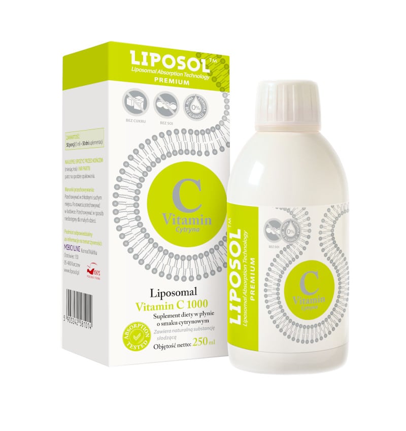 Liposomalna Witamina C 1000 LIPOSOL Aliness - Suplement diety w płynie - 250 ml (Smak: pomaranczowy)