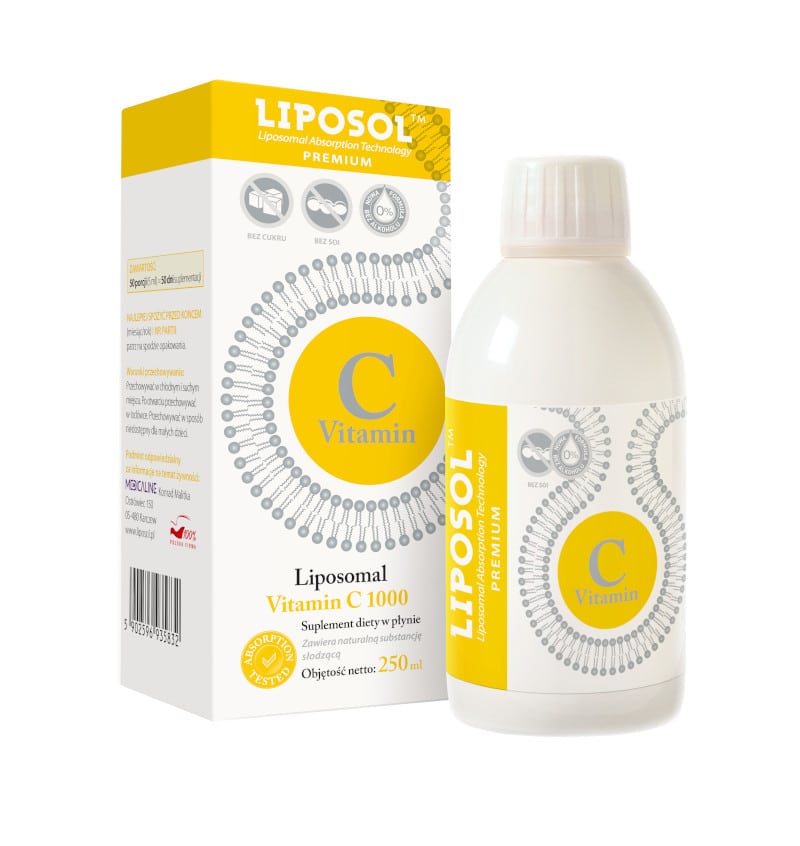 Liposomalna Witamina C 1000 LIPOSOL Aliness - Suplement diety w płynie - 250 ml (Smak: pomaranczowy)