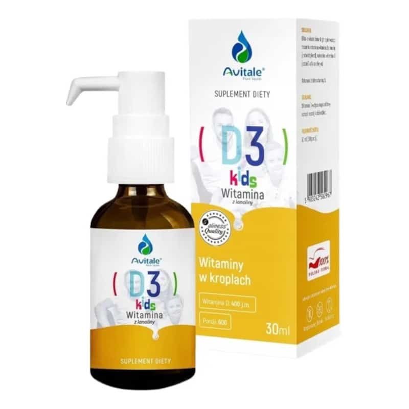 Witamina D3 Kids 400 j.m. Avitale w kroplach Aliness - 30 ml (600 porcji)
