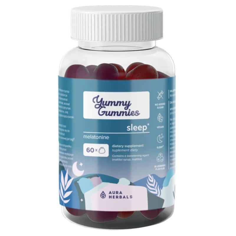 Yummy Gummies Sleep Aura Herbals - Żelki z melatoniną dla dzieci wspierające zasypianie - 60 żelek