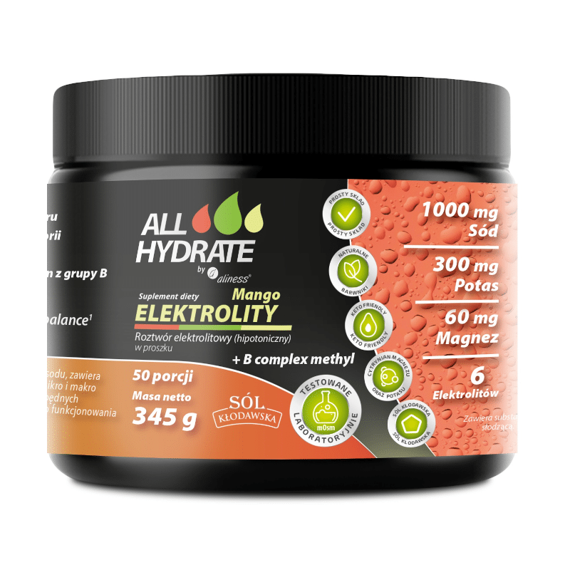 ALLHydrate Aliness -  Elektrolity Mango + B complex methyl - 345g o smaku mango