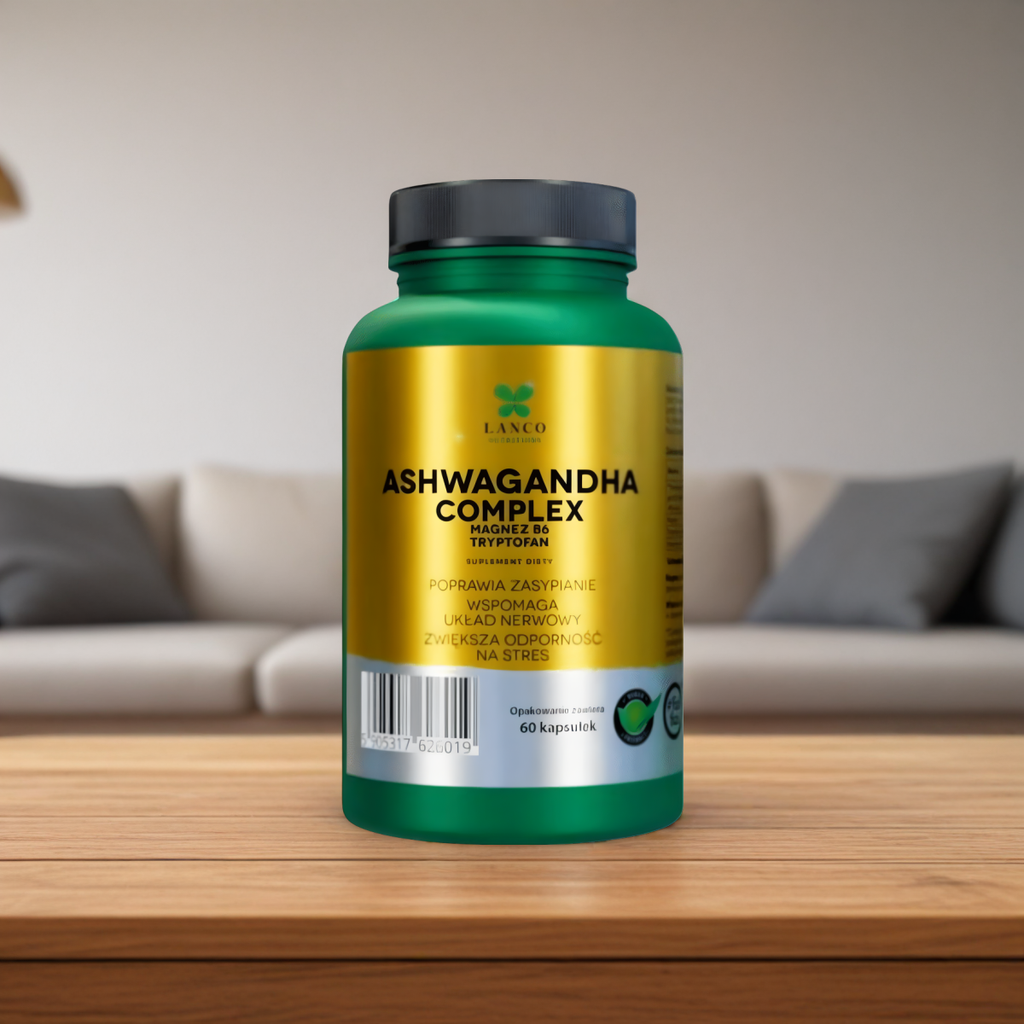 ASHWAGANDHA COMPLEX  Lanco - Wzmocniona o Magnez, B6 i Tryptofan - 60 kapsułek