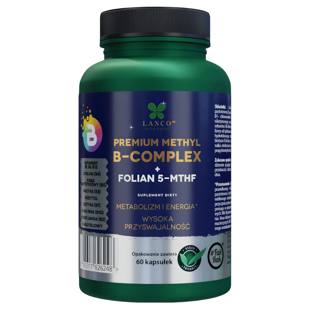 B COMPLEX PREMIUM METYLOWANY Lanco - Wzmocniony o Kwas foliowy 5 - MTHF - 60 kapsułek