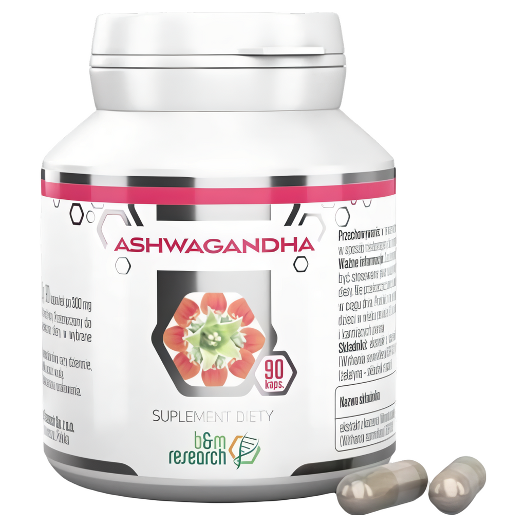 B&M Ashwagandha Ekstrakt roślinny z Witanii ospałej - Na redukcję stresu i napięcia - 90 kapsułek