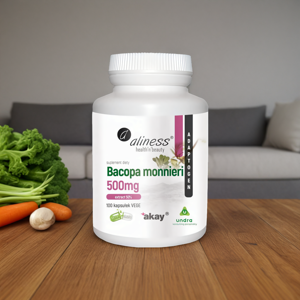 Bacopa monnieri extract 50%, 500 mg Aliness - Poprawia pamięć - 100 kapsułek