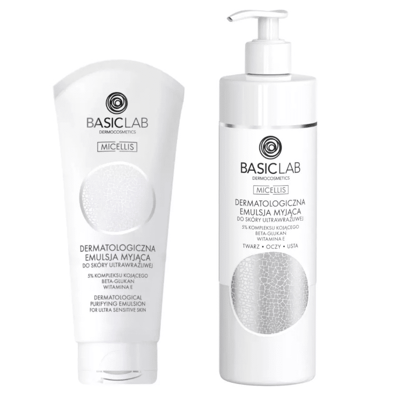 Dermatologiczna emulsja myjąca BASICLAB - Do skóry ultrawrażliwej -  100 ml / 300 ml (Pojemnosc: 100-ml)