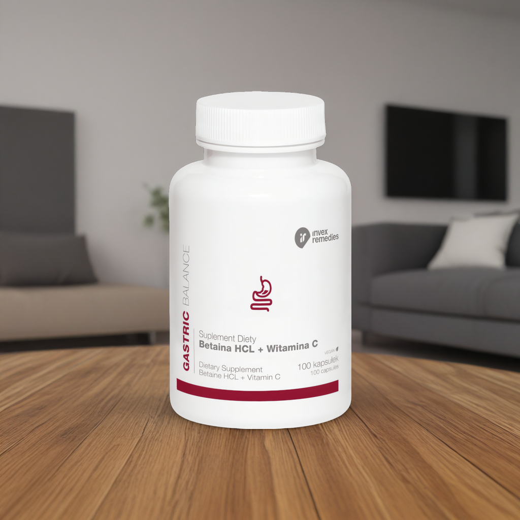 Betaina HCL + Witamina C Invex Remedies - Prawidłowy metabolizm homocysteiny -100 kapsułek