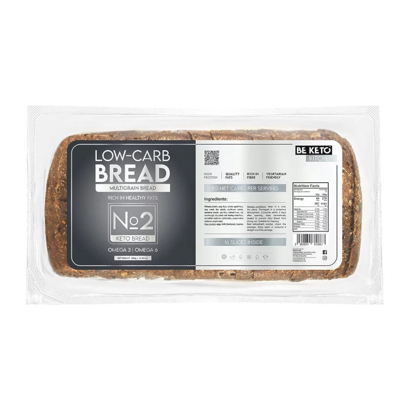 Keto Chleb wieloziarnisty BeKeto - Wysokobiałkowe pieczywo z kwasami Omega - 360 g