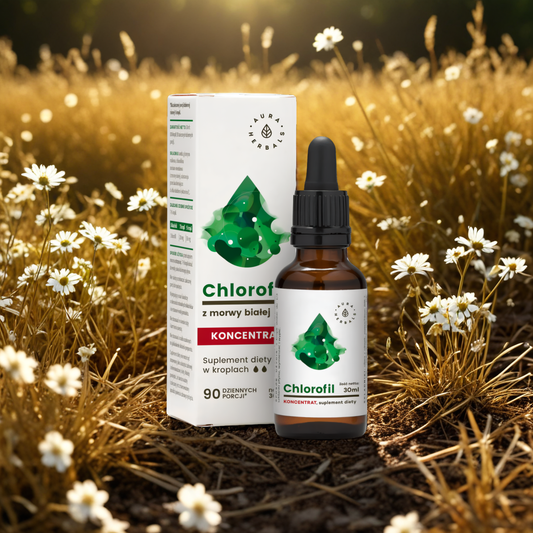 Chlorofil z morwy białej Aura Herbals - Wsparcie dla zdrowia i urody - 30 ml krople