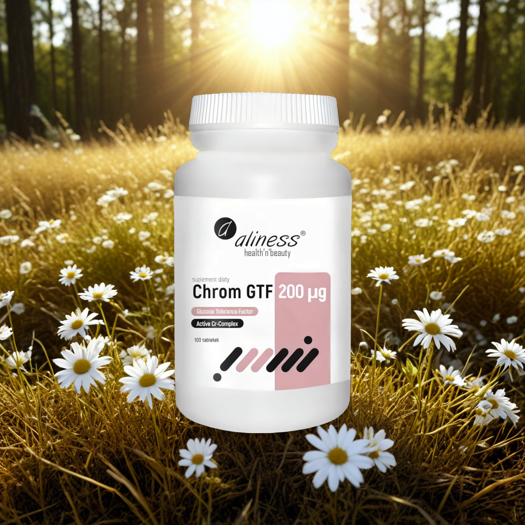 Chrom GTF Active Cr-Complex 200 µg Aliness - Wspomaga procesy metaboliczne - 100 tabletek